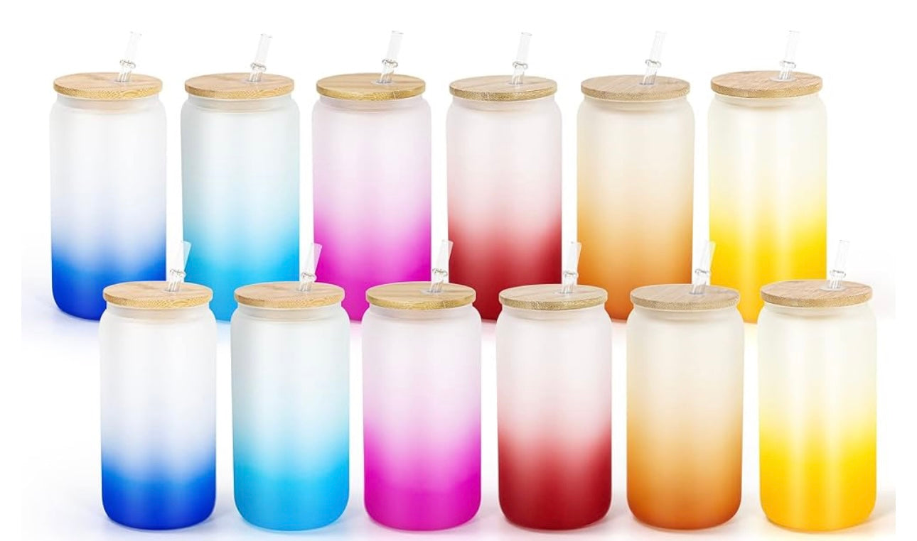 16 oz Ombré glass cups